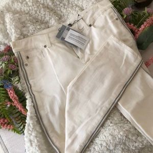 McQueen zip detail white pants